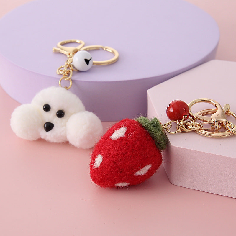 Wholesale Cute Cartoon Teddy Wool Felt Keychain