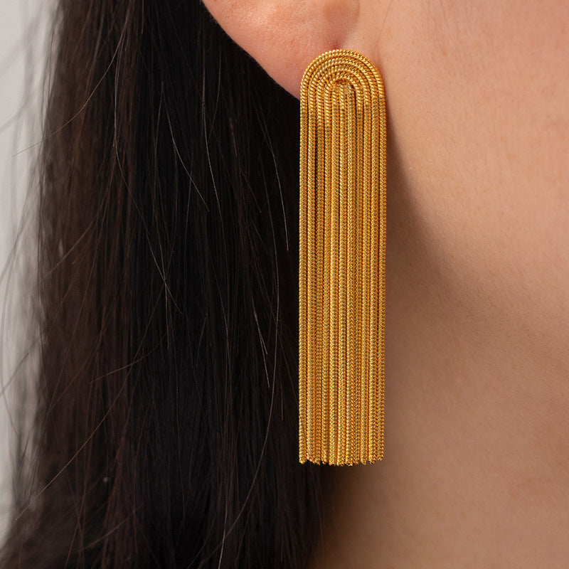 Wholesale Gold Plated Stainless Steel Tassel Earrings