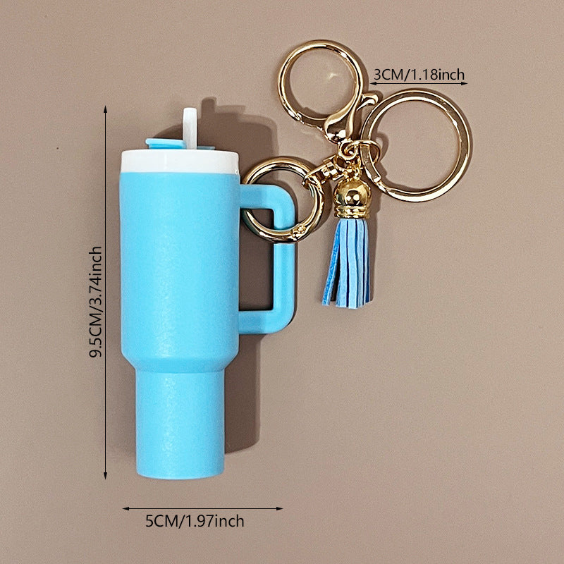 Wholesale ice cup can hold lipstick tassel pendant Mini Tumbler Cup Keychains