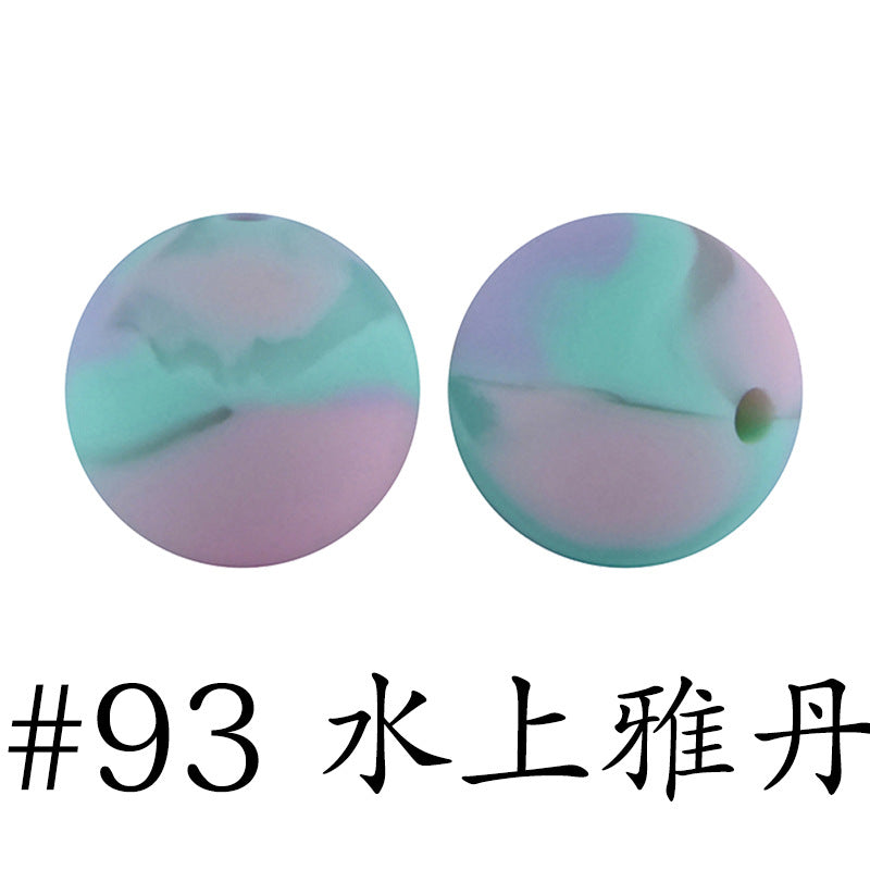 Wholesale 50pcs 16mm Print Silicone Beads Colorful Silicone Water Transfer Beads