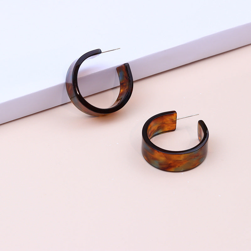Wholesale Geometric C Circle Acetate Translucent Ripple Earrings