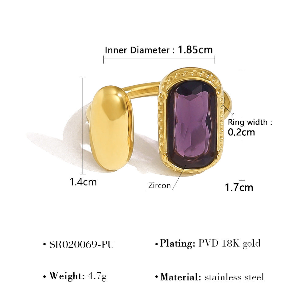 Wholesale Light luxury high-end zircon open titanium steel ring