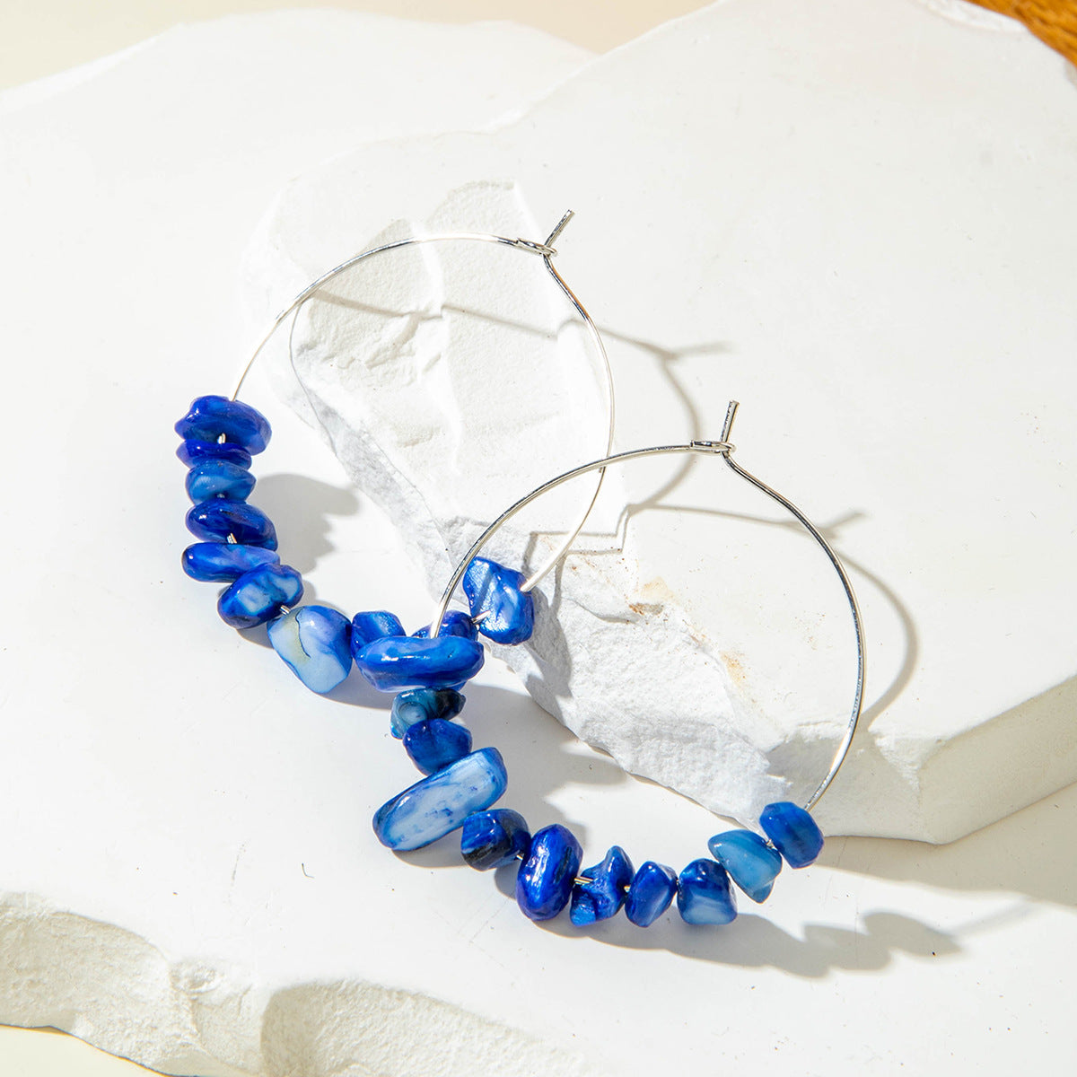 Wholesale  10pcs Versatile irregular crystal gravel Hoop Earrings