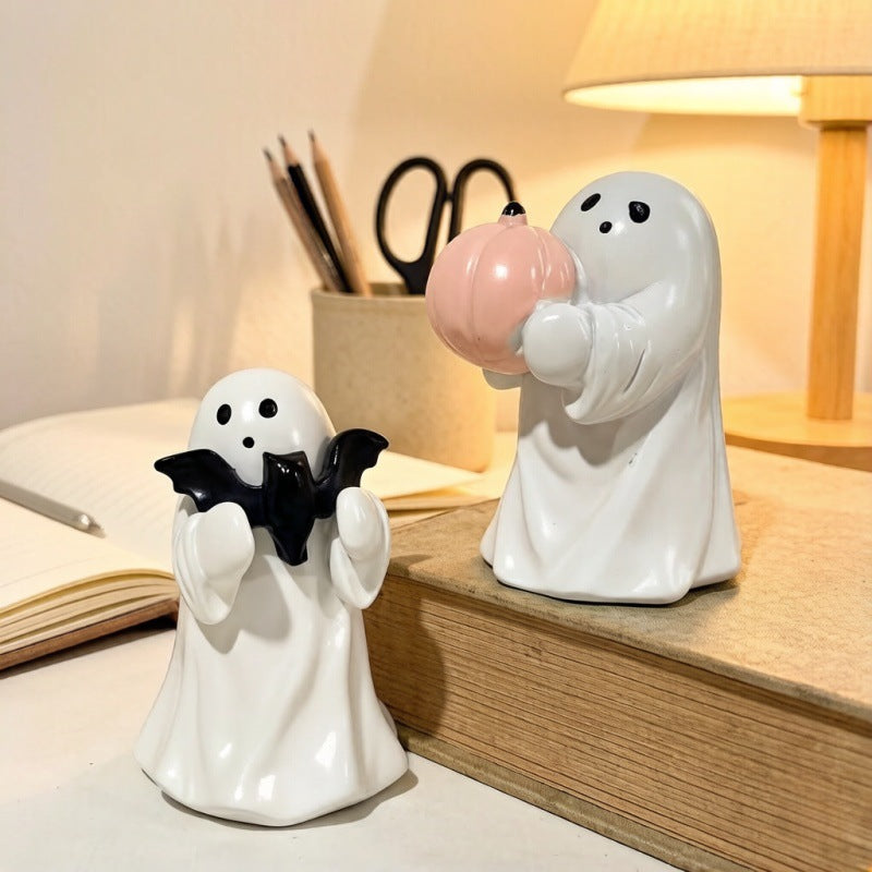 Wholesale  Ghost Pen Holder with Bat and Pumpkin Resin Home Decor