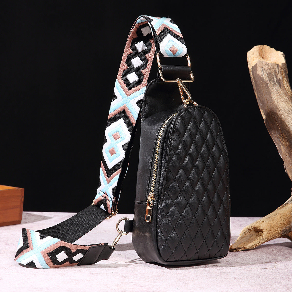 Wholesale Bohemian Retro Chest Bag Pure Embroidery PU Crossbody Bag