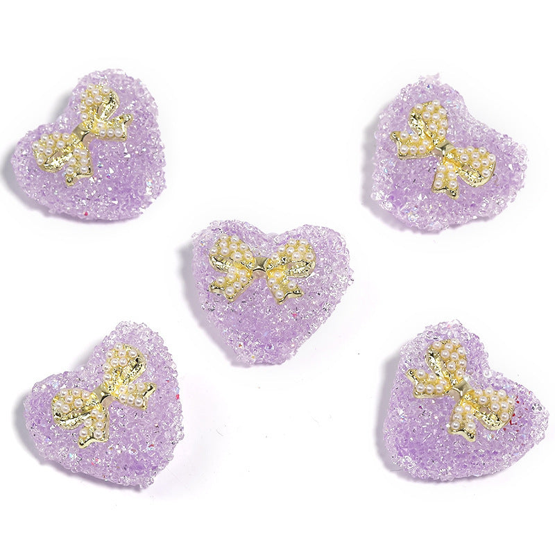 Wholesale 5pcs Industry Heart Soft Sugar Bow Beads