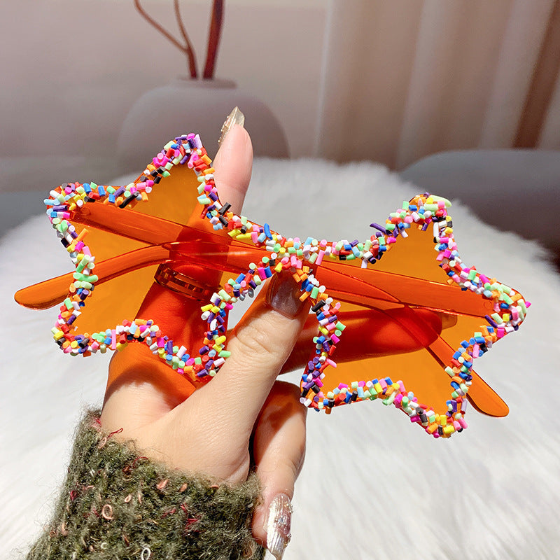 Wholesale Five-pointed Star Diamond Frameless Fashion Personality Photo Sunglasses