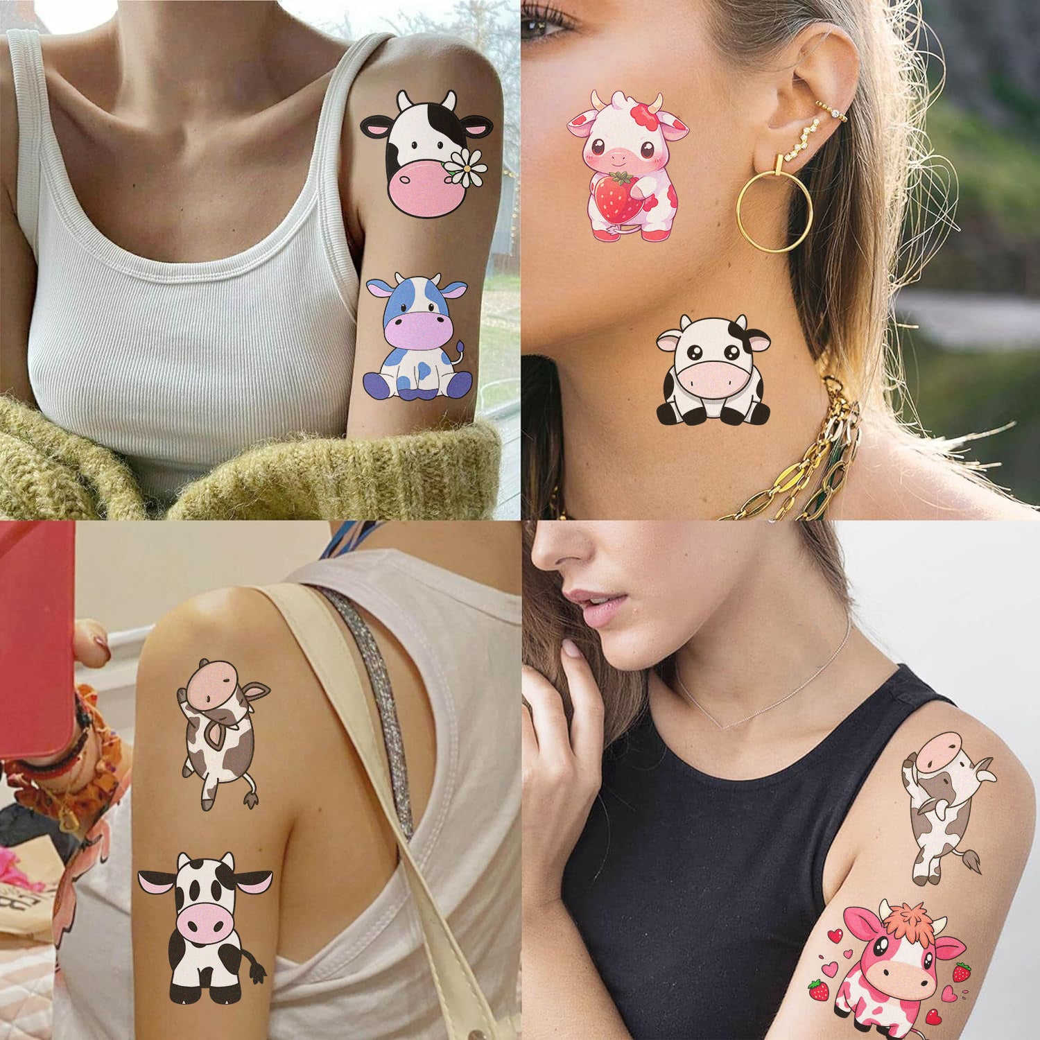 Wholesale 10pcs/pack Western Cow Tattoo Sticker Waterproof Party Gift Funny Fun Face Sticker Cross-border