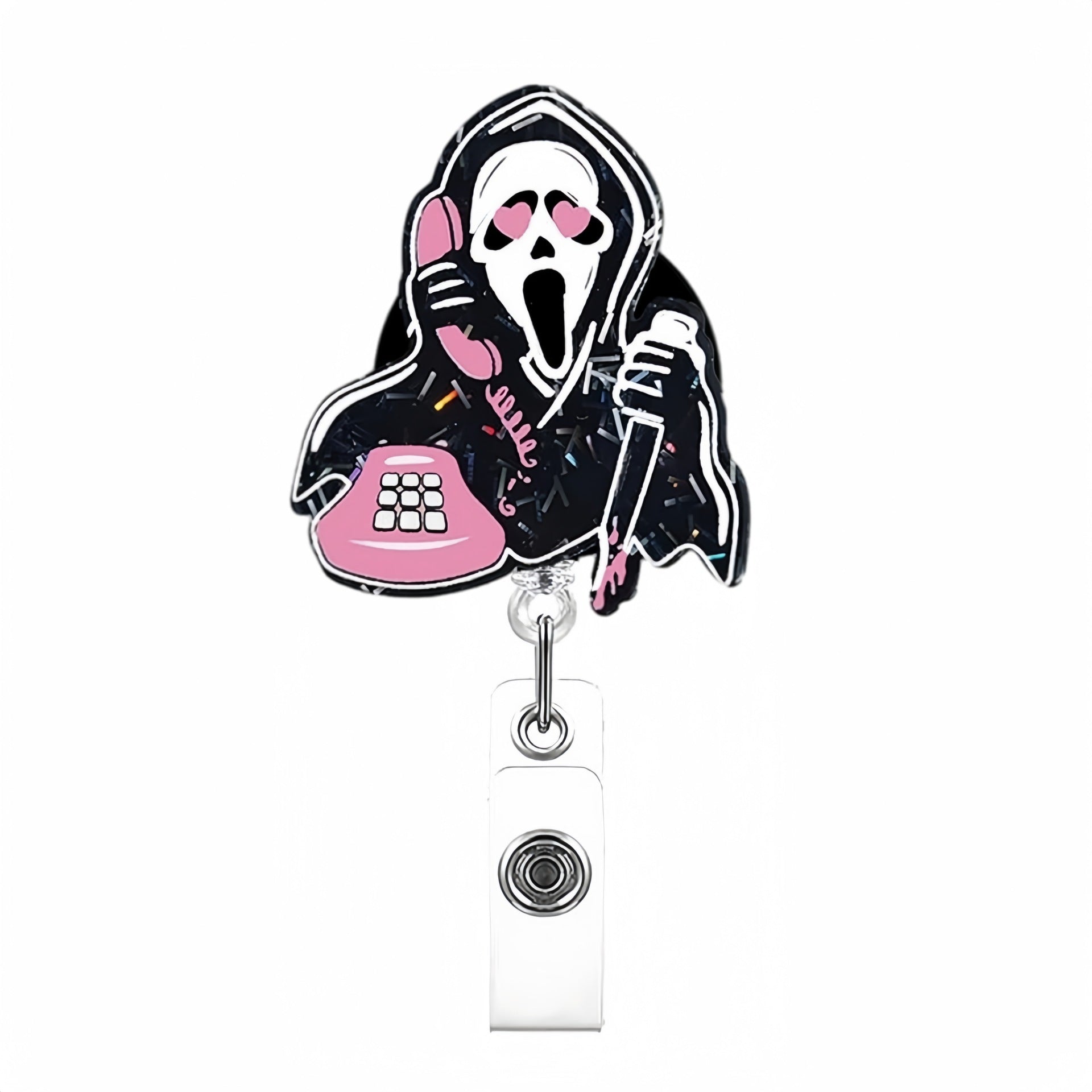 Wholesale Blackened Skeleton Medical Easy Pull Buckle  Badge Reels