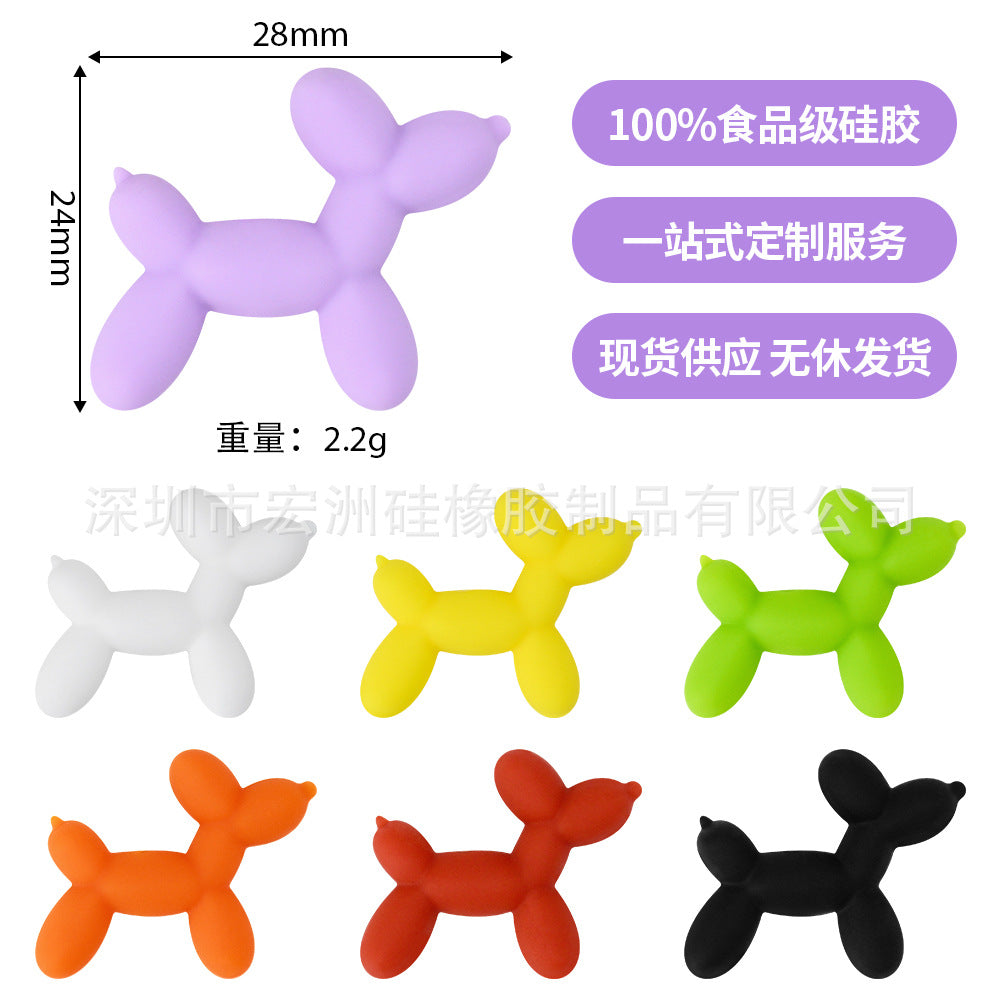 Wholesale 10pcs/ pack Balloon Dog  Food Grade Silicone Beads DIY Loose Beads