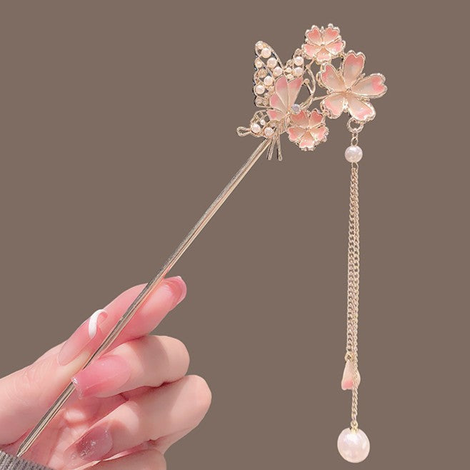 Wholesale Cherry Blossom Hairpin Tassel Cheongsam Plate Alloy Hairpin