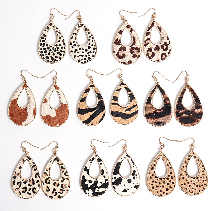 Wholesale Water Droplet Hollow Metal Earrings