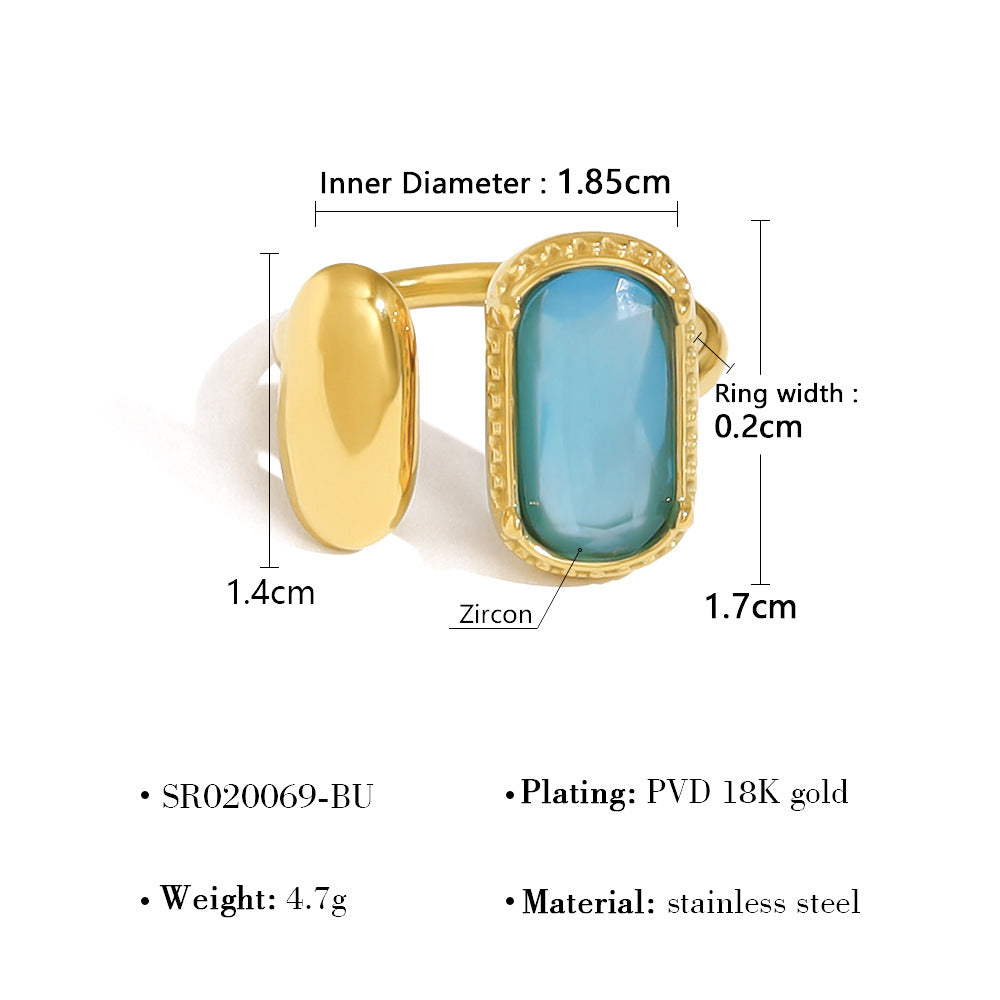 Wholesale Light luxury high-end zircon open titanium steel ring