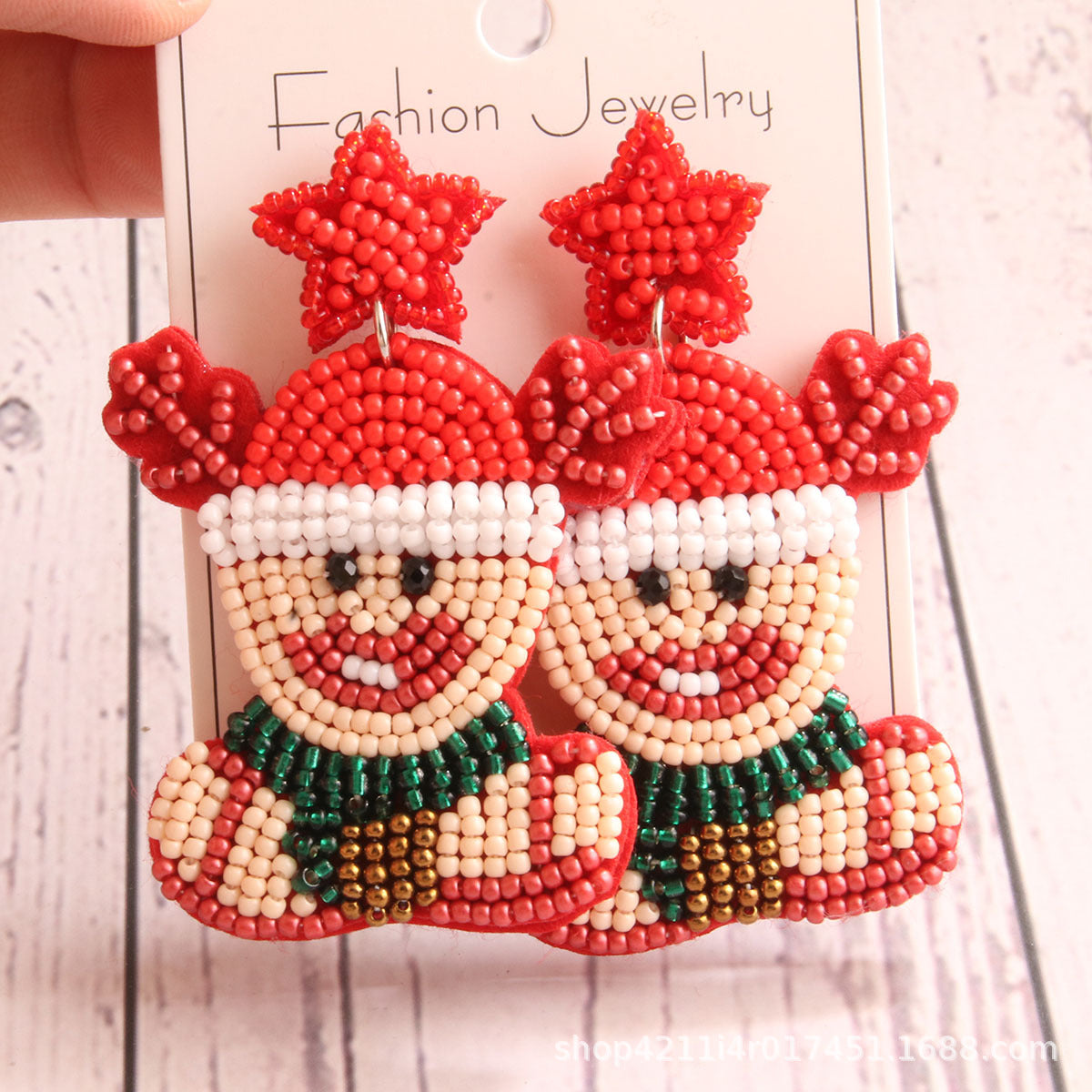 Wholesale Christmas Tree Style Rice Bead Earrings