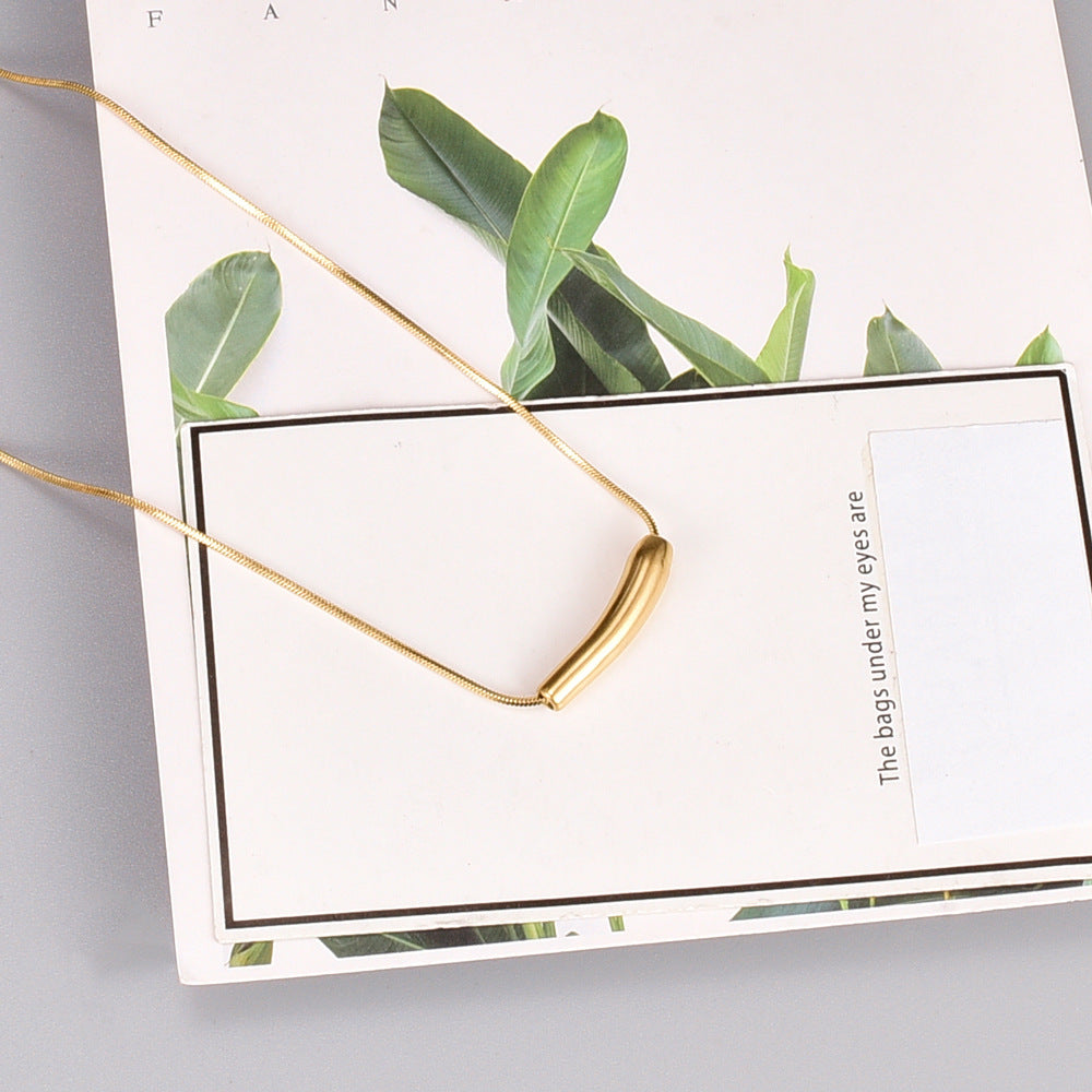 Wholesale Small Eggplant 18K Titanium Steel Gold-plated Necklace