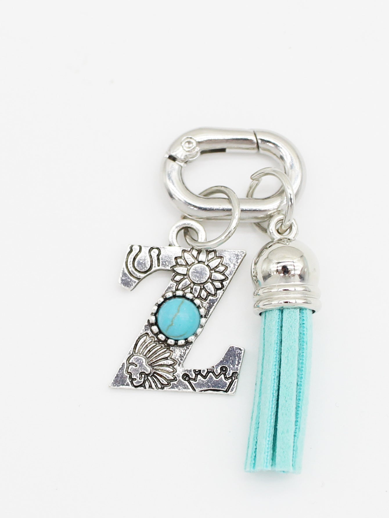 Wholesale ethnic style turquoise 26 letter tassel pendant