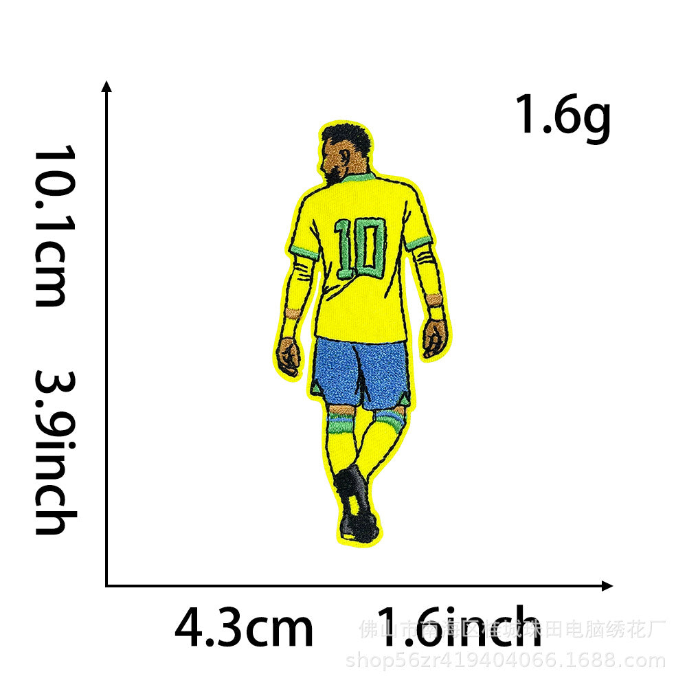 Wholesale Football Star Embroidered Patch Iron On DIY Cloth Badge For Clothing Stylish Fashion Accessory For Resale