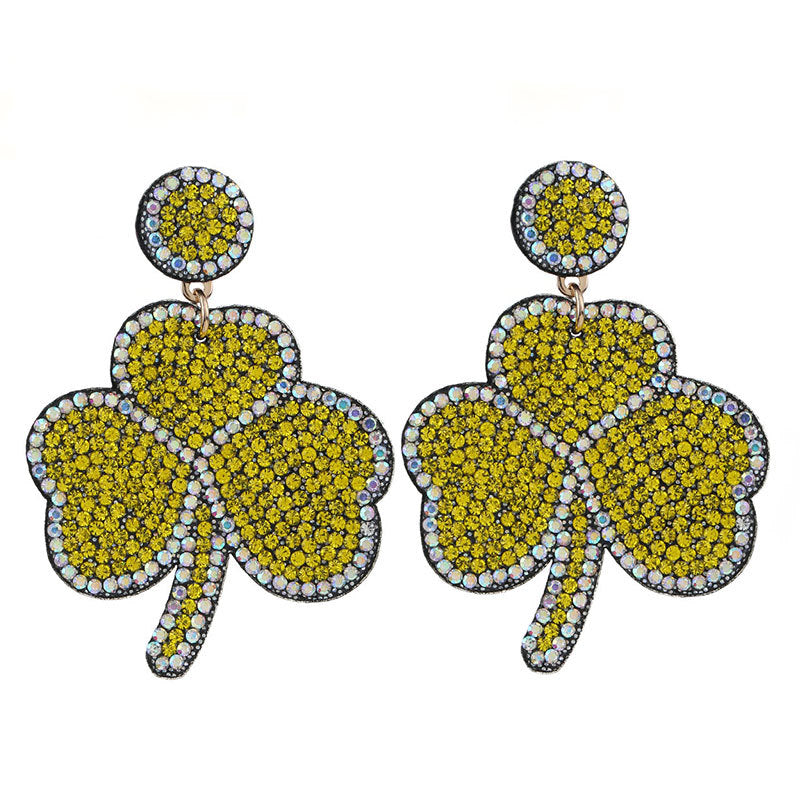 Wholesale Green shamrock St.  Patrick' s Day Acrylic Earrings