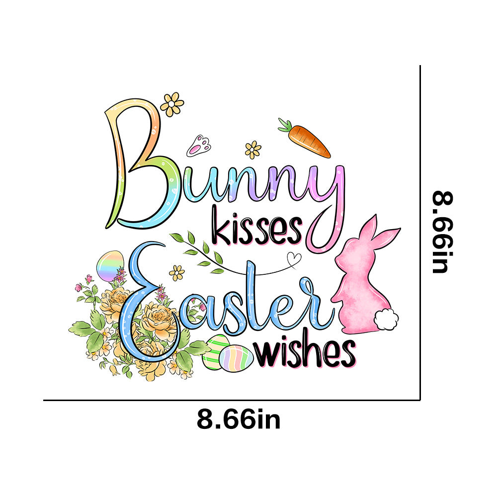 Wholesale 10pcs Easter letter cartoon rabbit car UV DTF Ready to Press Transfers Wraps