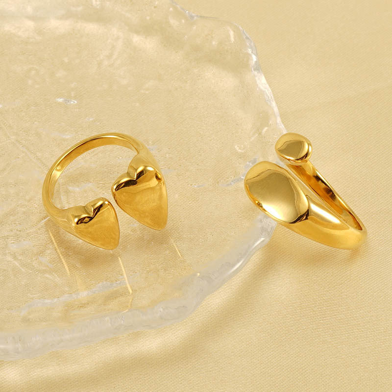 Wholesale 18k Gold Heart Shaped Irregular Titanium Steel Ring