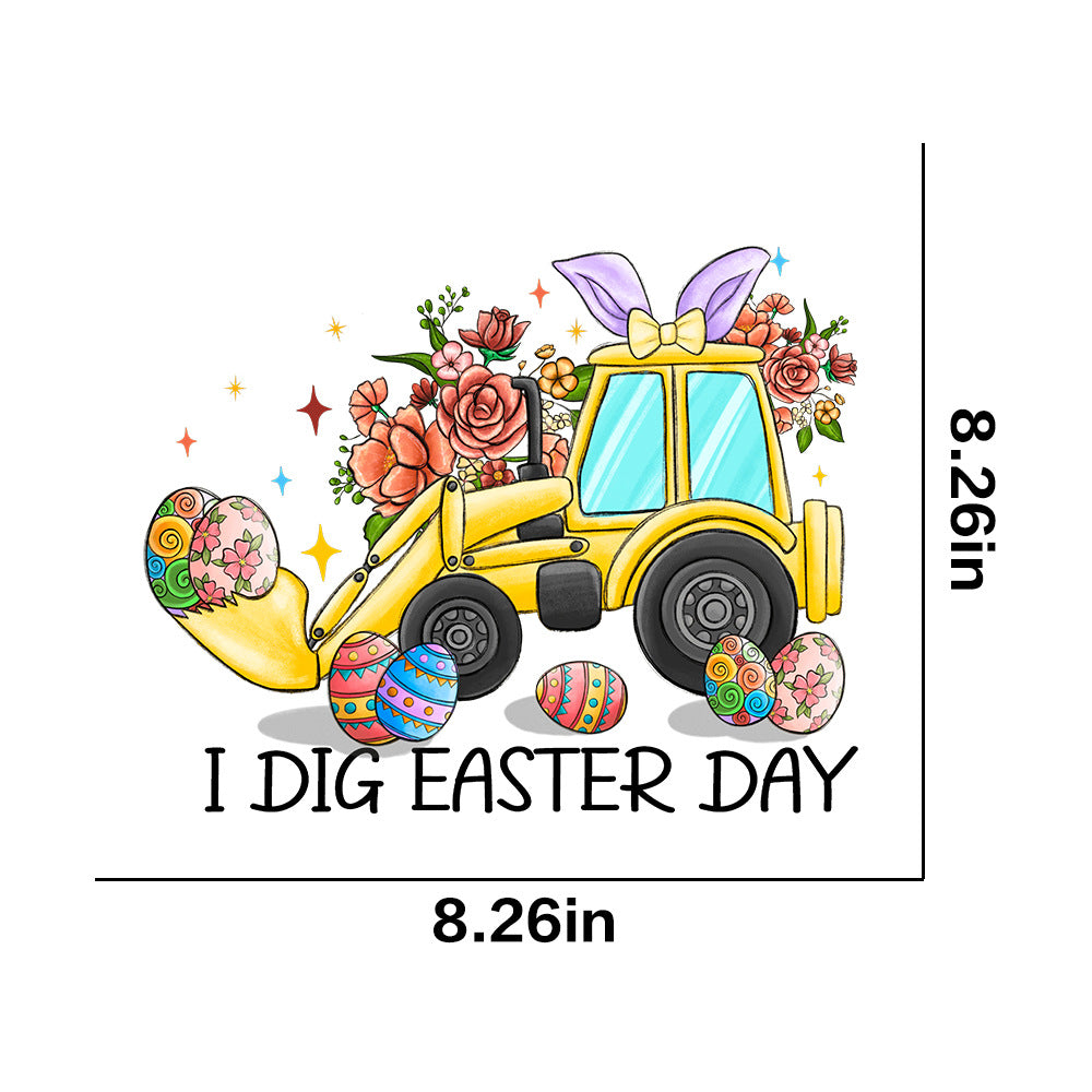 Wholesale 10pcs Easter letter cartoon rabbit car UV DTF Ready to Press Transfers Wraps