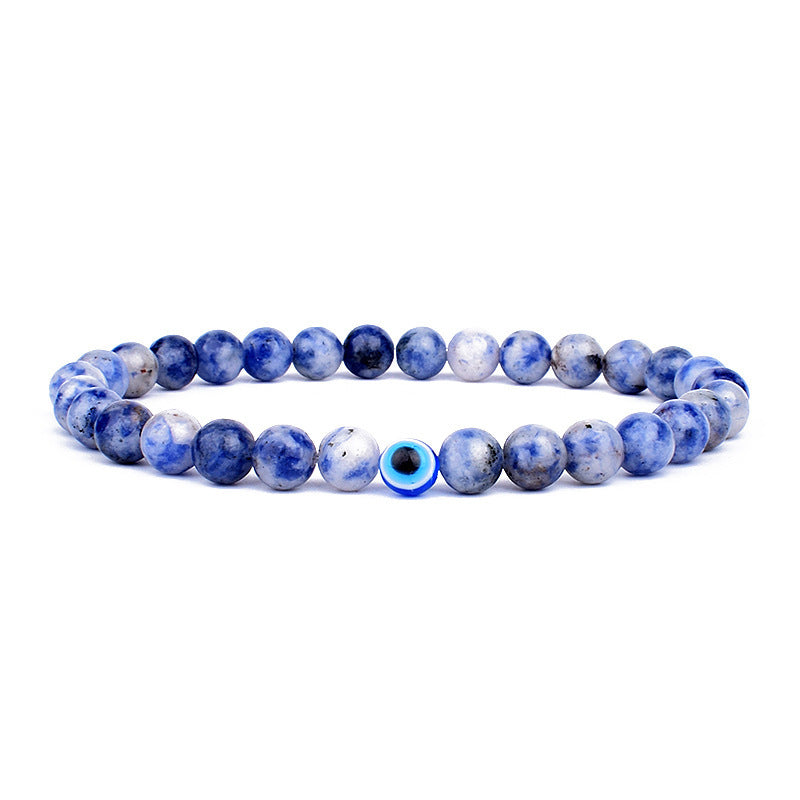 Wholesale 6Mm Natural Stone Evil Eye Stretch Bracelet Handmade Peacock Stone Jewelry Accessory Chic Fashion For Party And Gift Giving