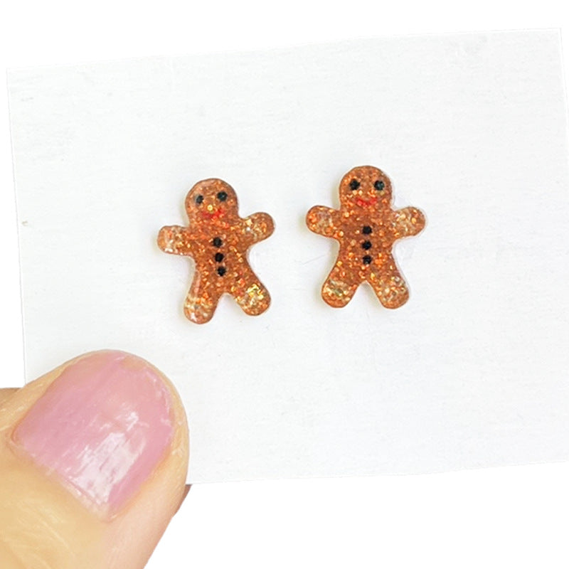 Wholesale  2pairs/pack  Christmas tree bow gingerbread shiny earrings