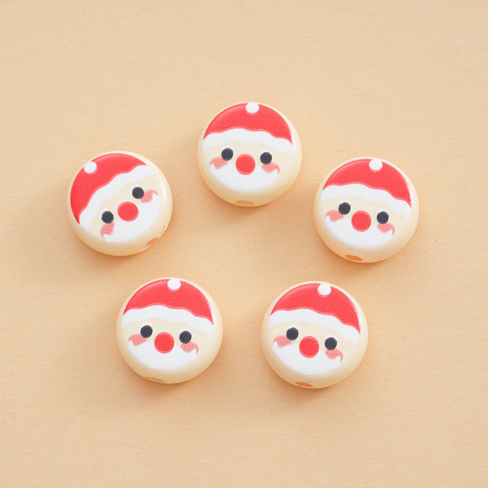 Wholesale 10pcs Christmas Series Printed Acrylic Disc Beads