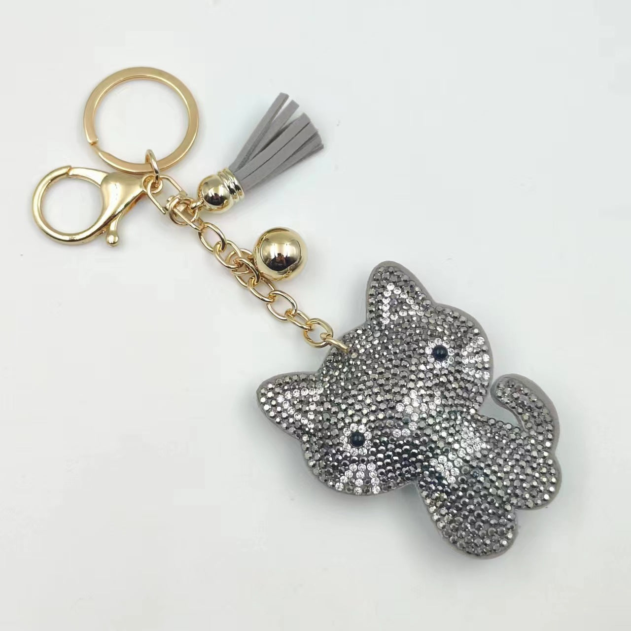 Wholesale 12pcs Creative Cartoon Kitten Diamond Keychain