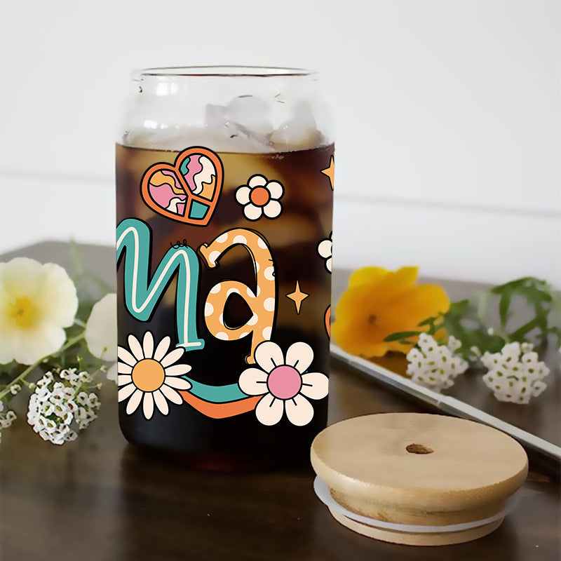 Wholesale Flower Leopard Pattern Mother's Day  16oz Cup UV DTF Wraps