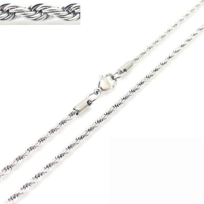 Wholesale Personality Hip-hop Fashion Button Rope Plain Chain Titanium Steel Multi-color Multi-size Necklaces