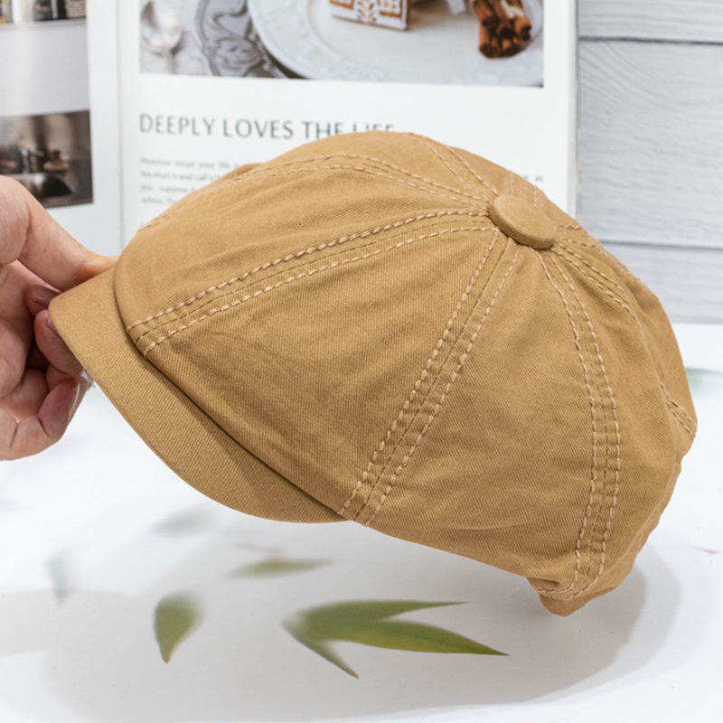 Wholesale All-match Light Plate Solid Color Forward Hat British Painter Hat Newsboy Hat Fashion