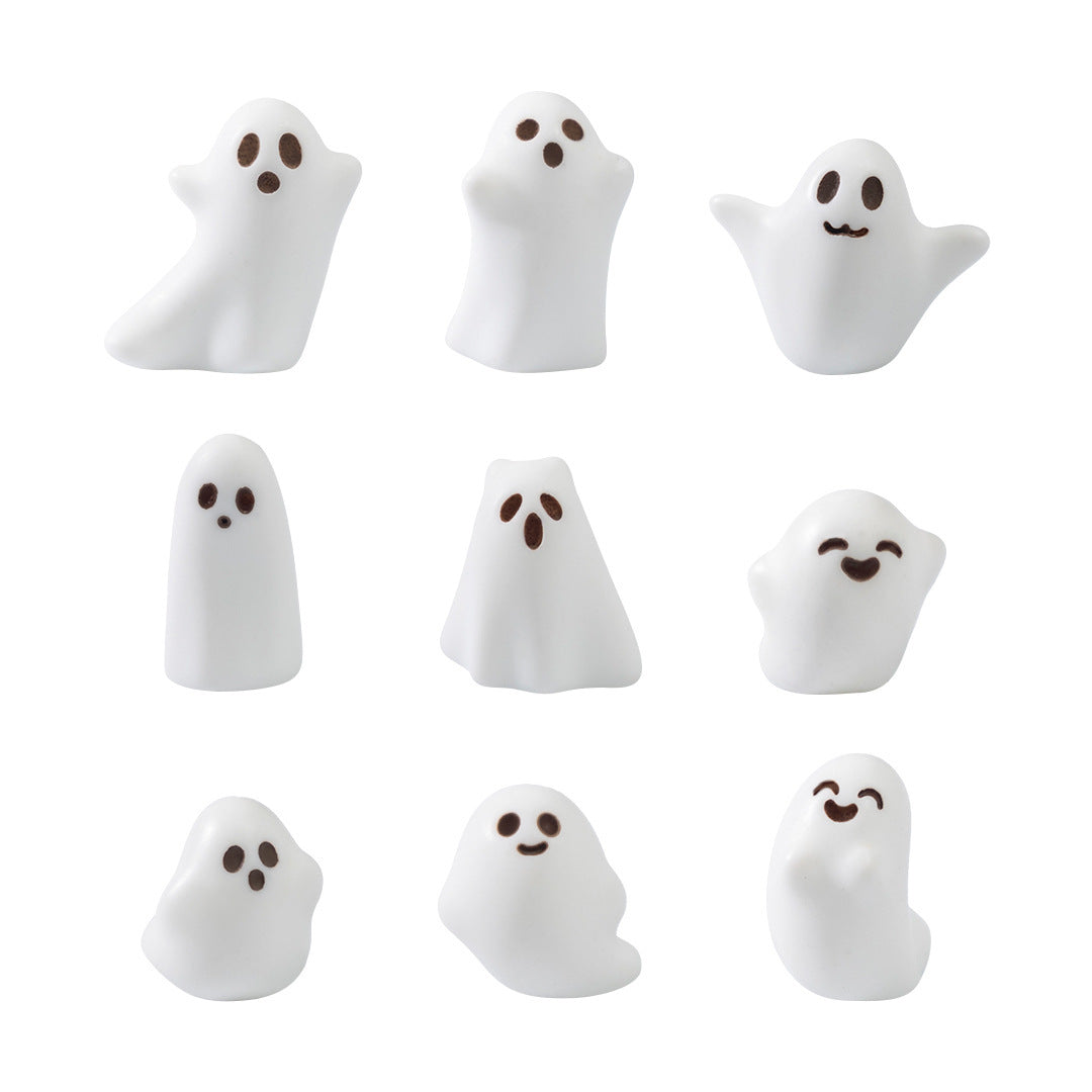 Wholesale Cute White Ghost Figurine Resin DIY Desktop Decor Decorative Accessory Gift