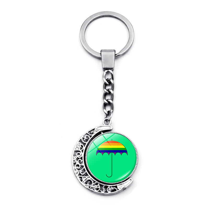 Wholesale Rainbow Double Sided Spin Pendant Keychains