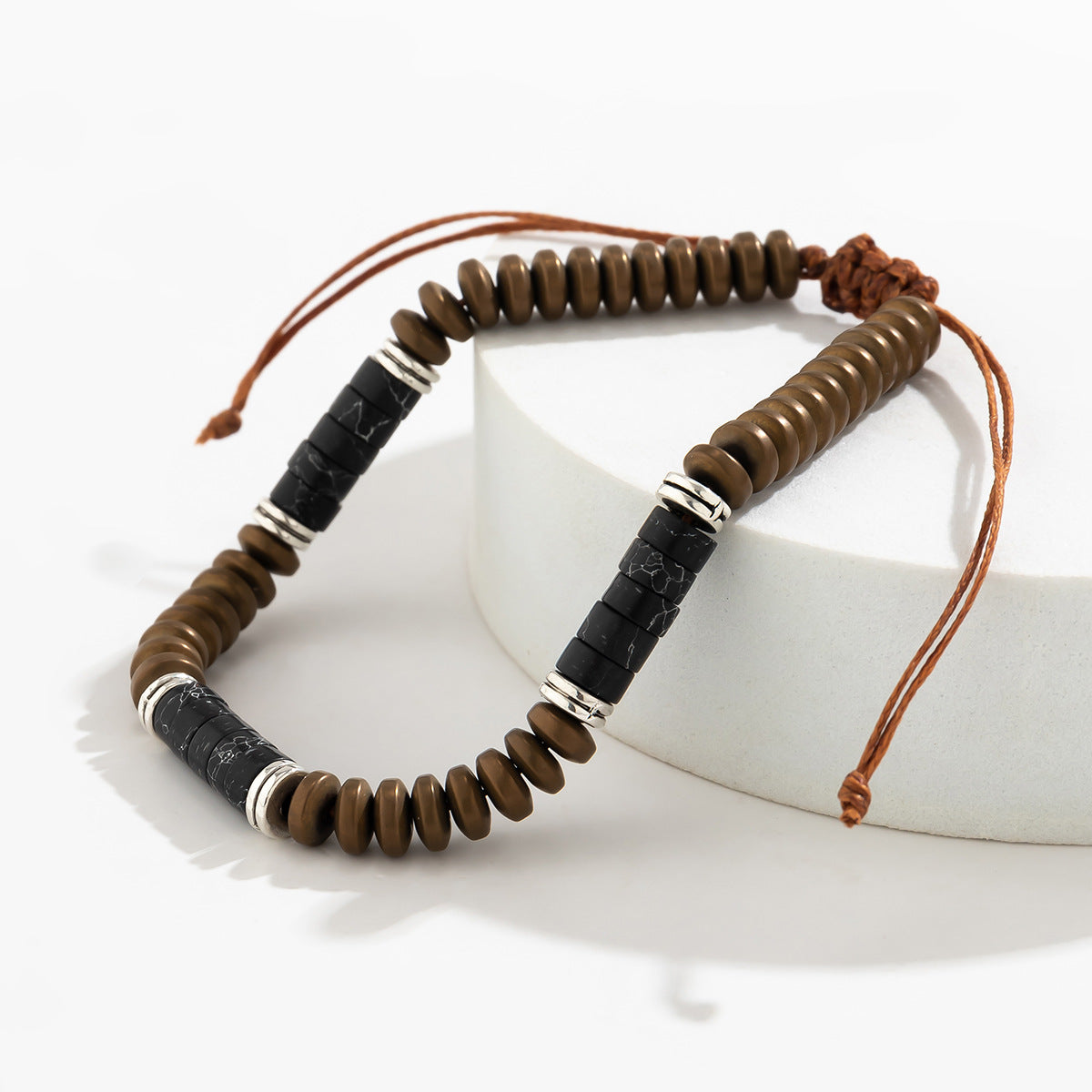 Wholesale Wax Cord Turquoise Adjustable Men's Bracelet