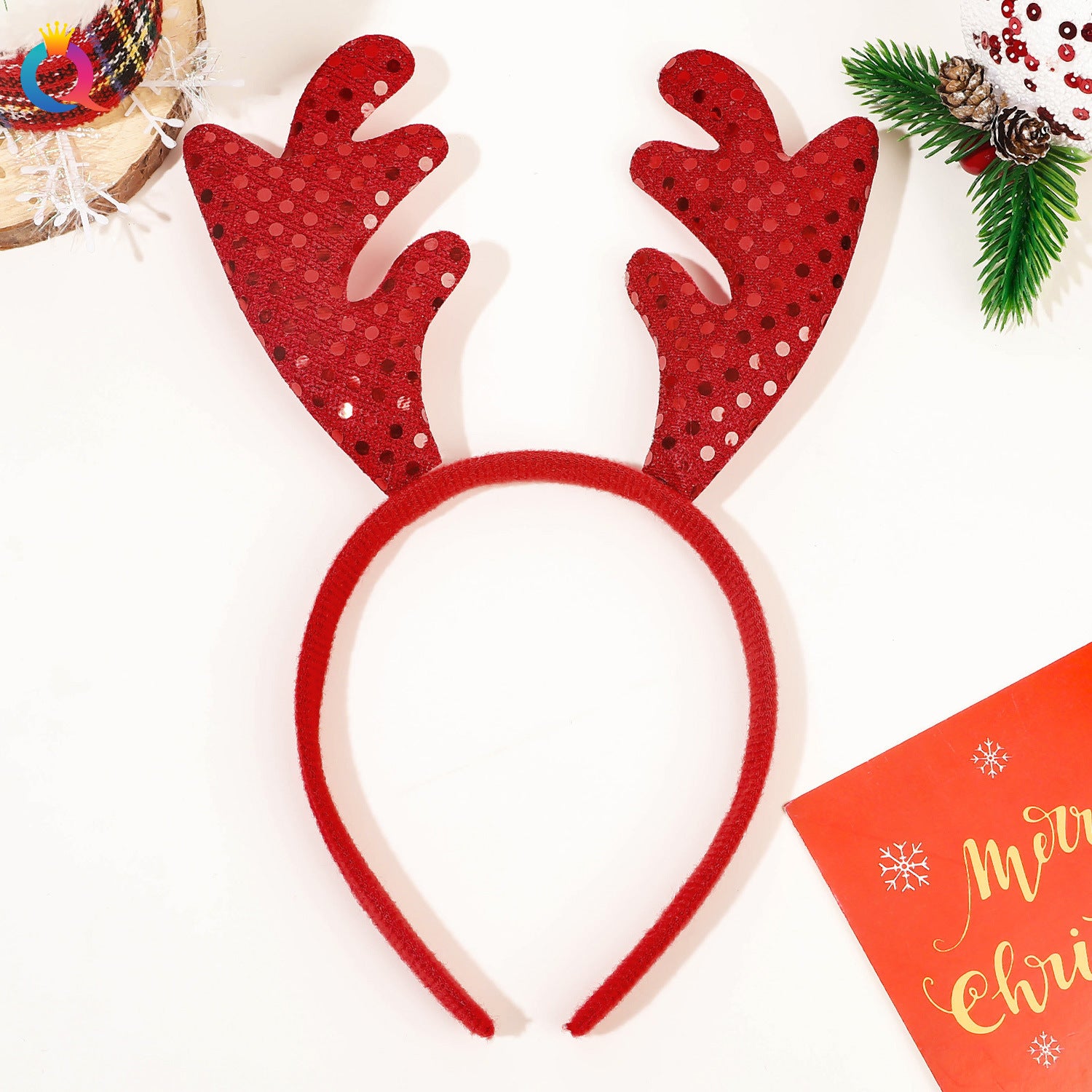 Wholesale Christmas antlers high skull top pressed holiday party headband