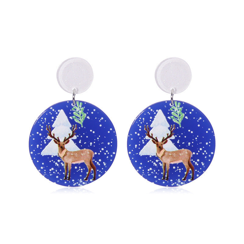 Wholesale Acrylic Christmas Earrings Festive Snowflake Snowman Wreath Design Trendy Jewelry Accessory Gift
