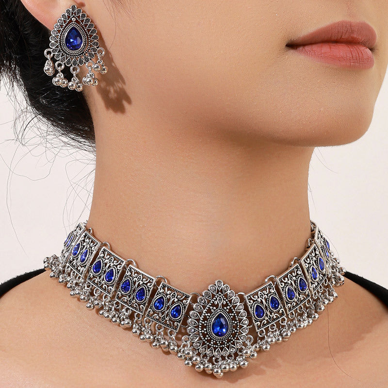 Wholesale Sparkling diamond peacock-shaped droplet Necklace Set