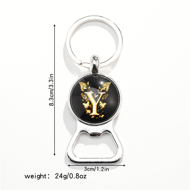 Wholesale Letter Butterfly Bottle Opener Time Gem Keychain