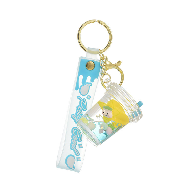 Wholesale Acrylic liquid sand bottle floating in oil keychain