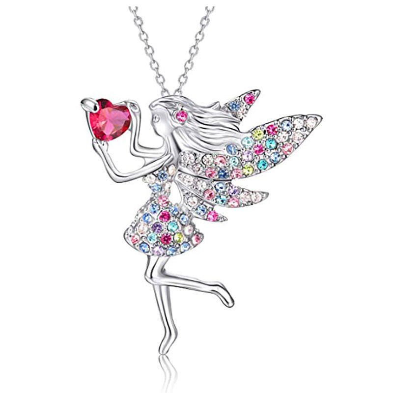 Wholesale Ballerina Girl Unicorn Rainbow Mermaid Pendant Sweater Necklace
