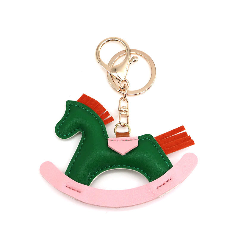 Wholesale Handmade Green Horse Bags Hanging Pieces Artificial Leather Keychains