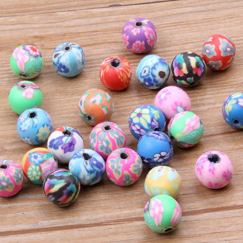 100pcs al por mayor de 100 piezas 6/8/10 mm Color mixto Cerámica suave Beads de flores coloridas perforadas