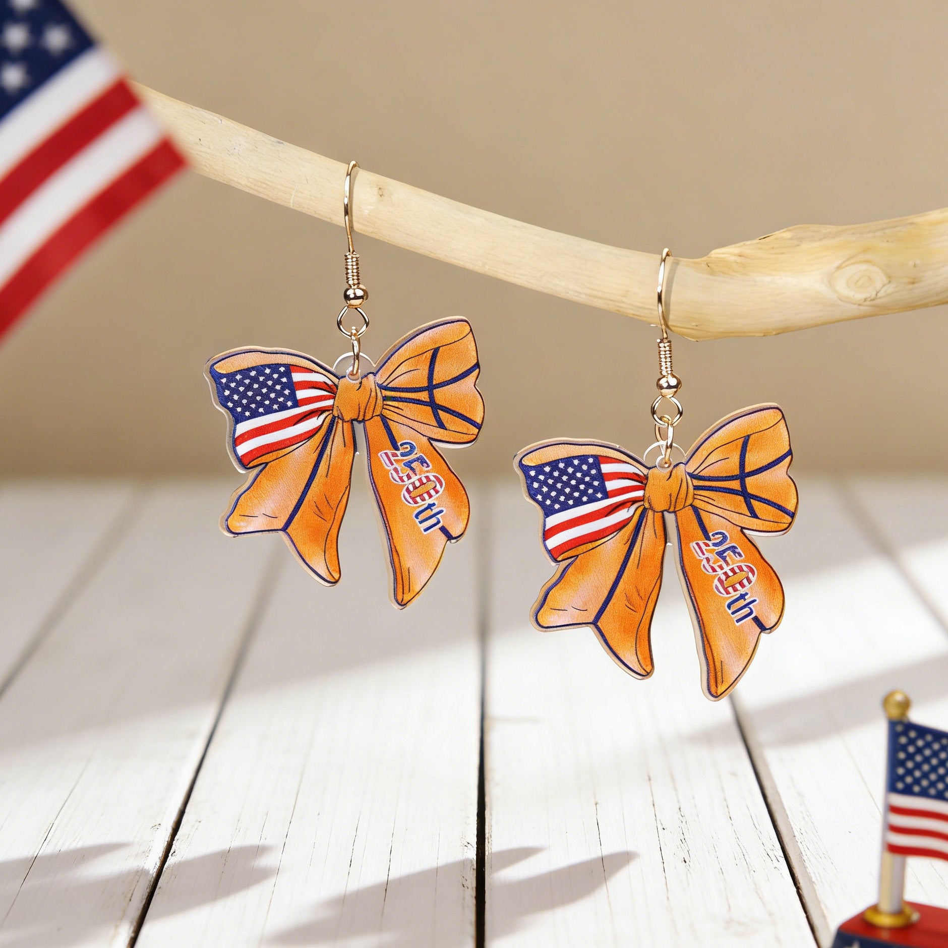 Wholesale Independence Day Anniversary Love Star Spangled Banner Acrylic Earrings
