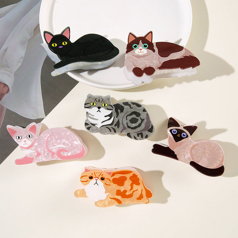 Wholesale New French Rhinestone Cat Hair Claw Clip Acrylic Hollow Women S Hair Accessory Cute Everyday Styling For Boutique Resale