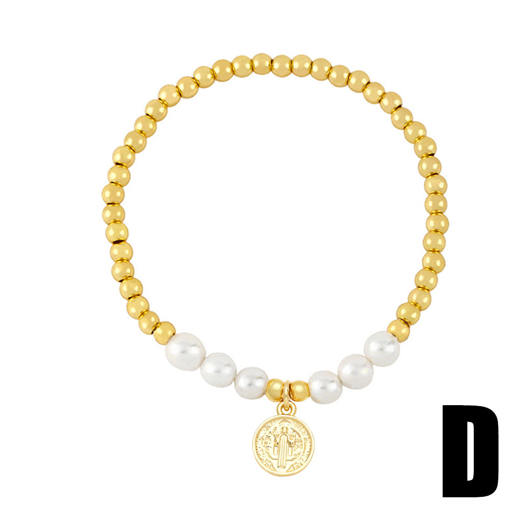 Wholesale Heart Pearl String Beads Copper Bracelet