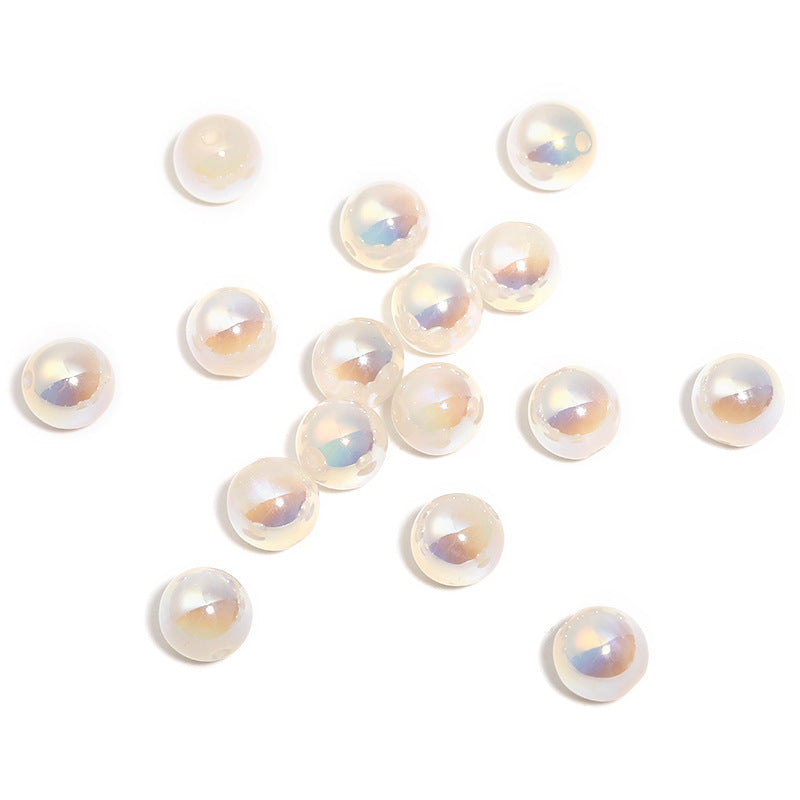 Wholesale UV color coated milk tea cat's eye high gloss acrylic small round beads
