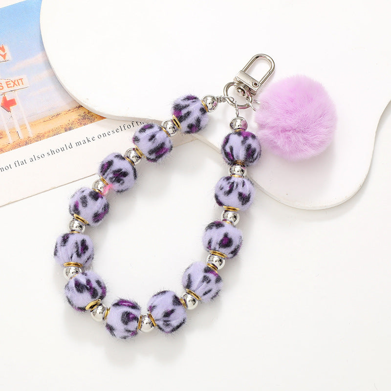 Wholesale Plush Ball Beaded Mobile Phone Lanyards