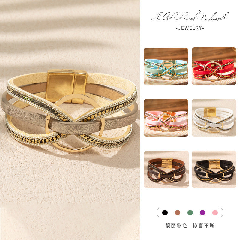 Wholesale Bohemian Magnetic Buckle  Layered Bracelet Set