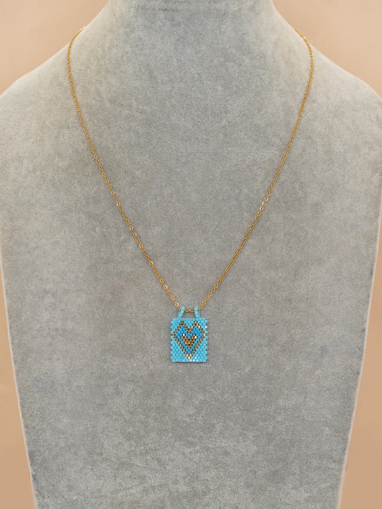 Wholesale Square Tag Rice Bead Necklace